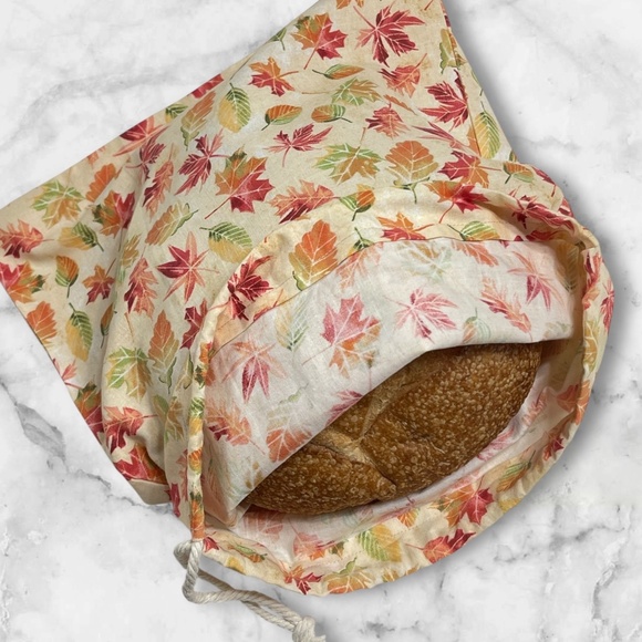 Thanksgiving Reusable Handmade Cotton Bread Bag + FREE Mason Jar Bonnet - Picture 2 of 11